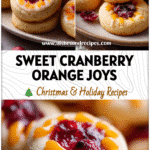 Cranberry orange thumbprint cookies topped with orange icing arranged on a plate as festive biscuits.